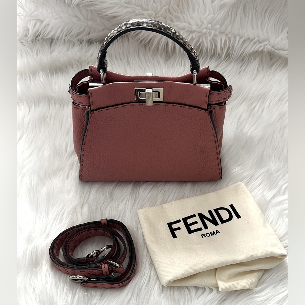 Authentic FENDI MINI PEEKABOO in Snake exotic handle
